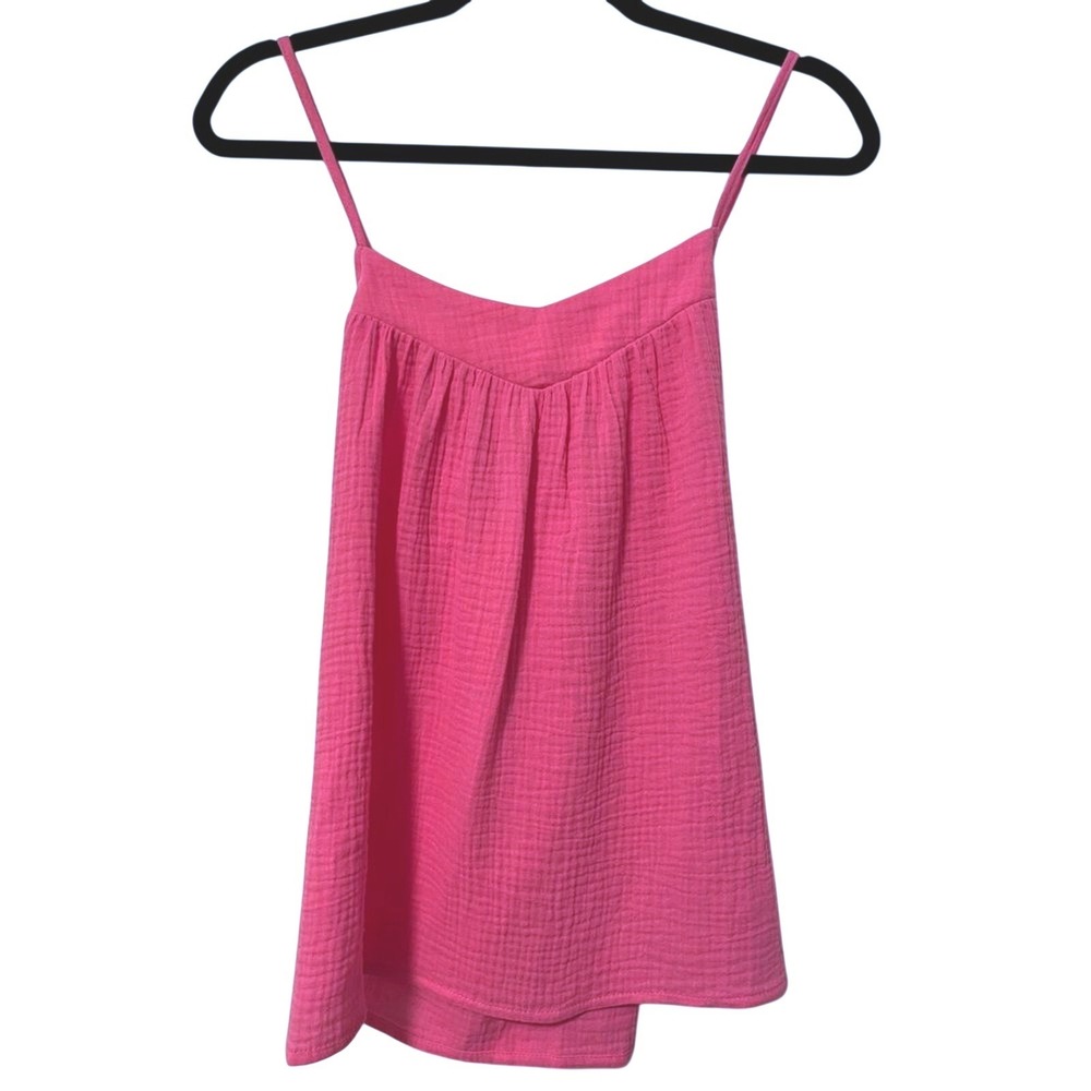 Pink Lily Cami Tank Pink Distressed‎ Gauze Cotton Boho Summer Women Medium